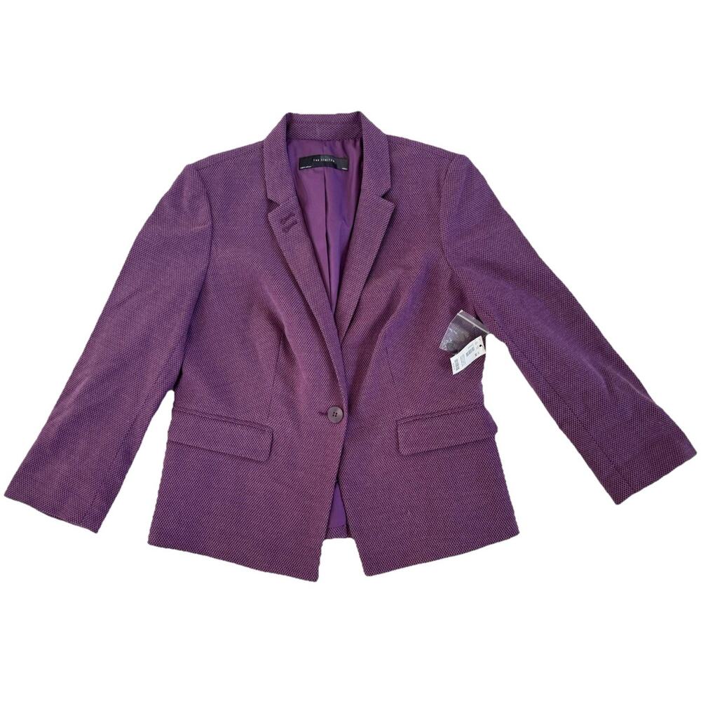 THE LIMITED women’s Purple Lined Single-Button Blazer Notch Lapel Solid M
